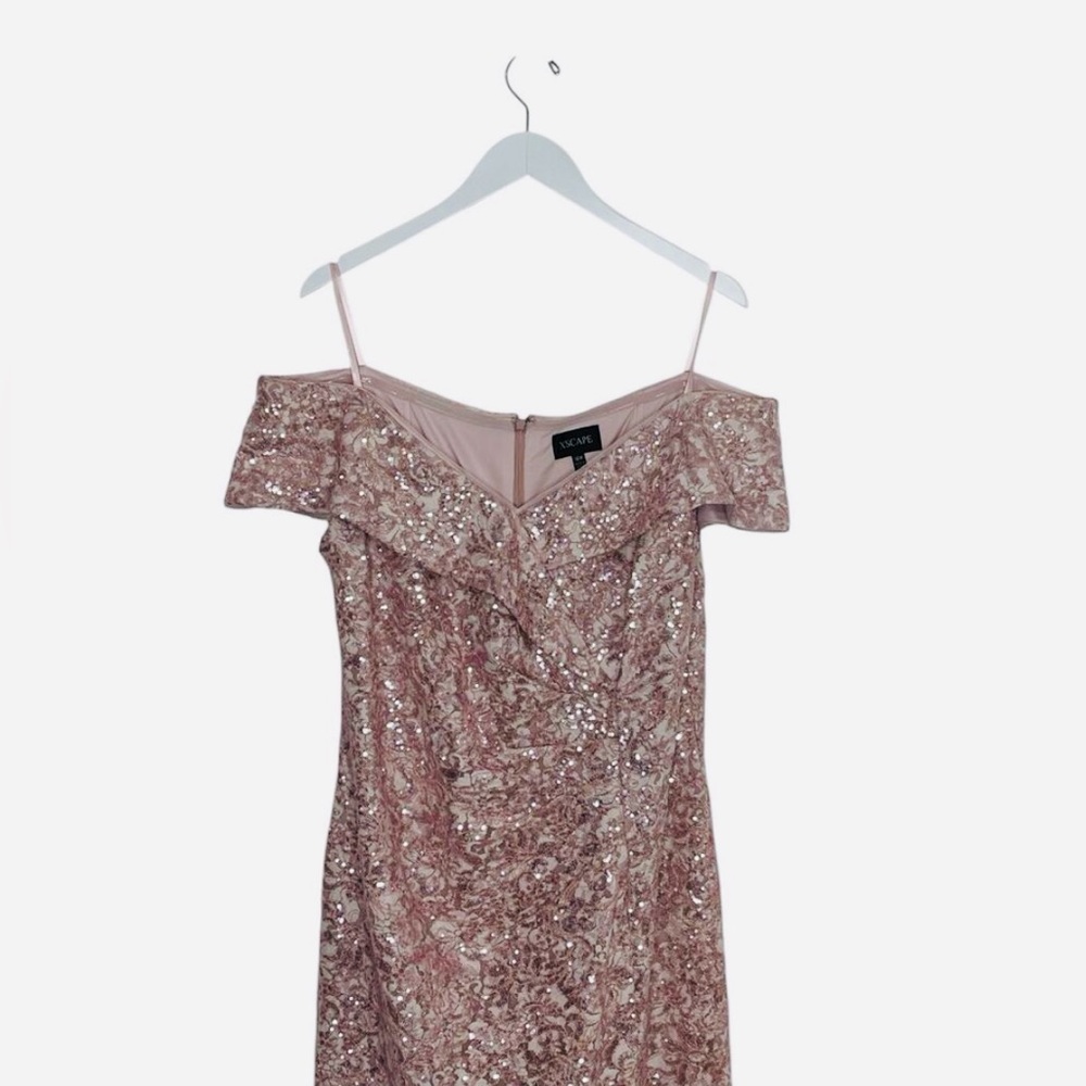 XSCAPE Blush Pink Floral Embroidery Off the Shoulder Sheath Dress Plus Size 16W - Picture 5 of 7